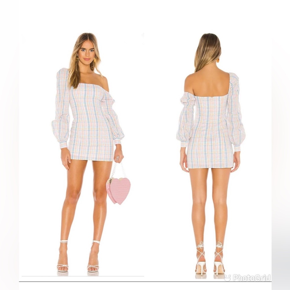 MAJORELLE Harlow Mini‎ Dress in Pastel Plaid